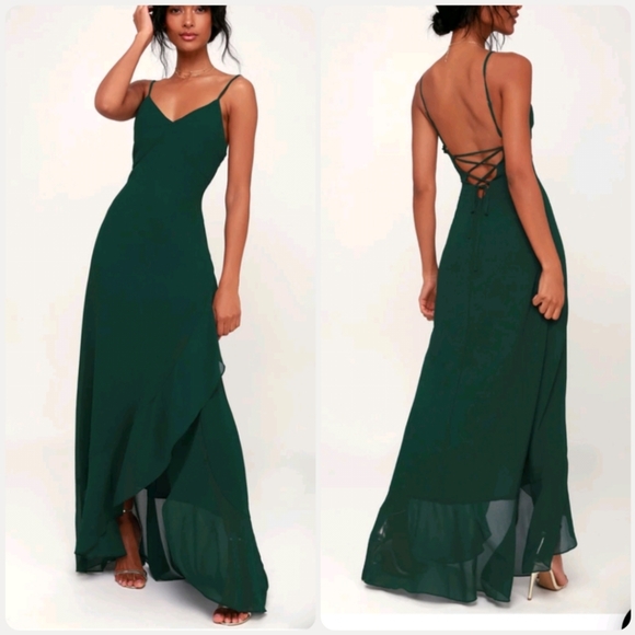 Lulus Dresses & Skirts - Lulu's Adam Forest Green Lace-Up Maxi Dress